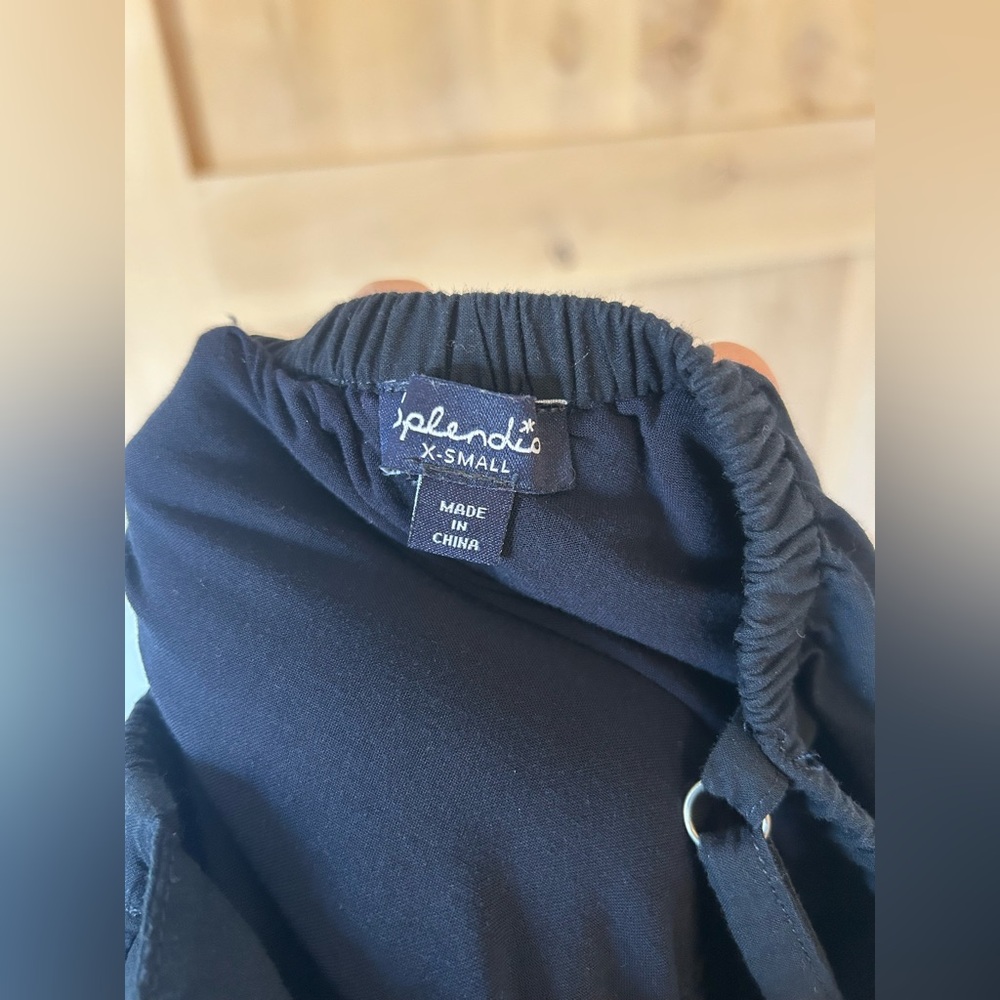 Splendid Black Maxi tiered wedding guest Spaghetti-Strap eyelet cotton Dress XS - Picture 4 of 6